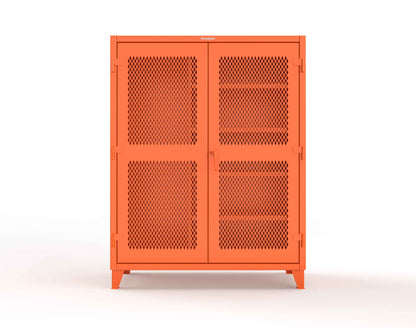 Extreme Duty 12 GA Janitorial Ventilated (Diamond) Cabinet with 4 Shelves - 60 In. W x 24 In. D x 78 In. H - 56-V-BC-244-2004