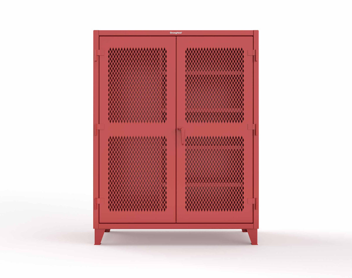 Extreme Duty 12 GA Janitorial Ventilated (Diamond) Cabinet with 4 Shelves - 60 In. W x 24 In. D x 78 In. H - 56-V-BC-244-3001