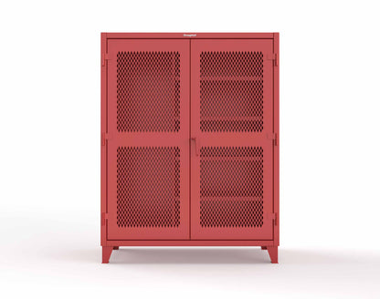 Extreme Duty 12 GA Janitorial Ventilated (Diamond) Cabinet with 4 Shelves - 60 In. W x 24 In. D x 78 In. H - 56-V-BC-244-3001