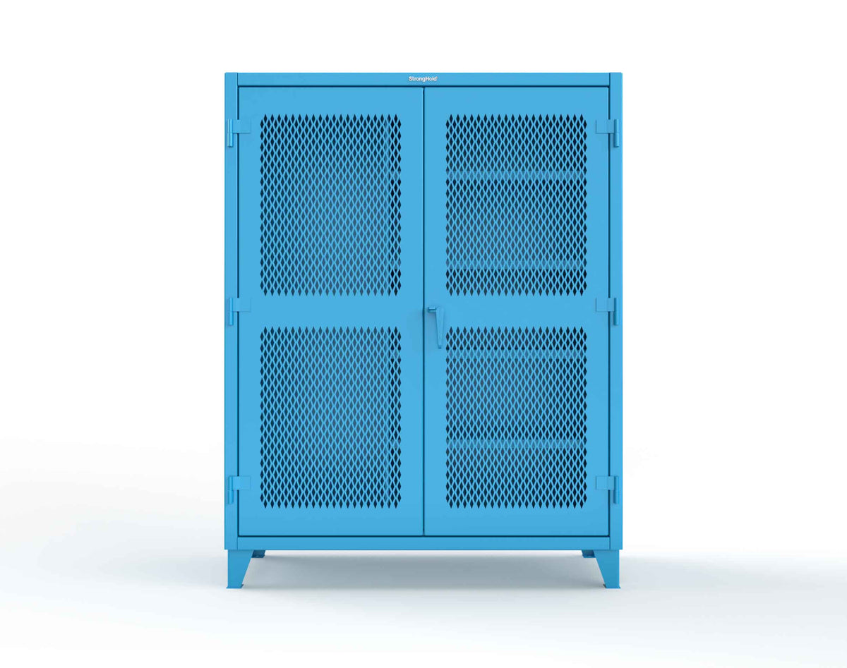 Extreme Duty 12 GA Janitorial Ventilated (Diamond) Cabinet with 4 Shelves - 60 In. W x 24 In. D x 78 In. H - 56-V-BC-244-5012