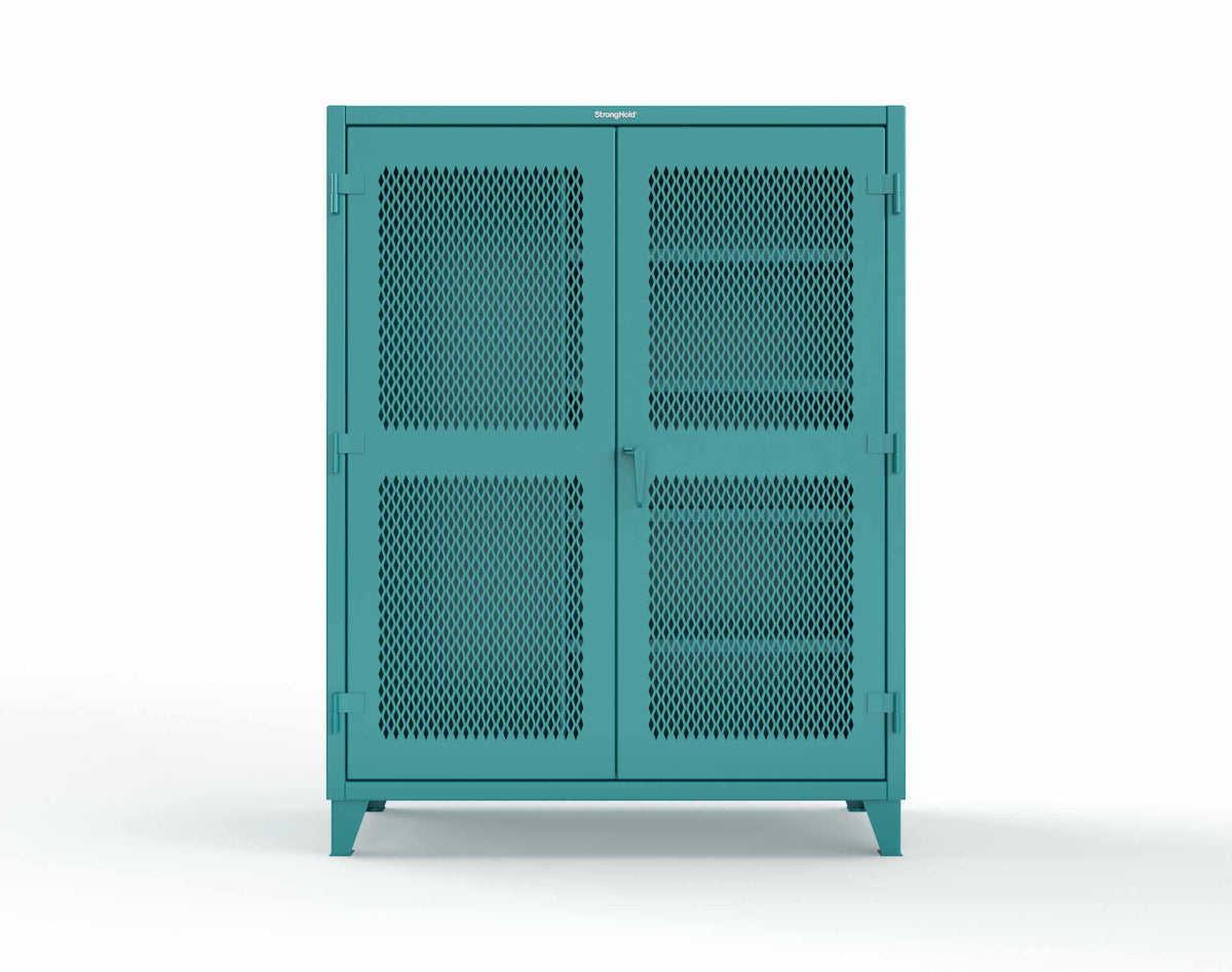 Extreme Duty 12 GA Janitorial Ventilated (Diamond) Cabinet with 4 Shelves - 60 In. W x 24 In. D x 78 In. H - 56-V-BC-244-5021