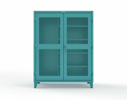 Extreme Duty 12 GA Janitorial Ventilated (Diamond) Cabinet with 4 Shelves - 60 In. W x 24 In. D x 78 In. H - 56-V-BC-244-5021
