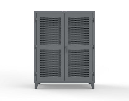 Extreme Duty 12 GA Janitorial Ventilated (Diamond) Cabinet with 4 Shelves - 60 In. W x 24 In. D x 78 In. H - 56-V-BC-244-7024