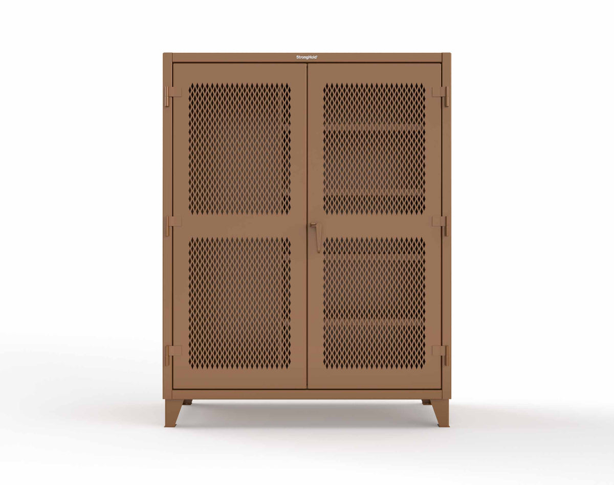 Extreme Duty 12 GA Janitorial Ventilated (Diamond) Cabinet with 4 Shelves - 60 In. W x 24 In. D x 78 In. H - 56-V-BC-244-8025