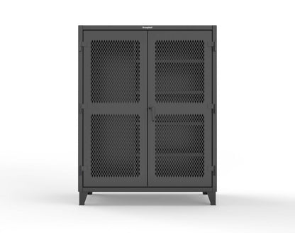 Extreme Duty 12 GA Janitorial Ventilated (Diamond) Cabinet with 4 Shelves - 60 In. W x 24 In. D x 78 In. H - 56-V-BC-244-9005