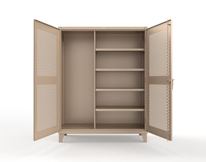 Extreme Duty 12 GA Janitorial Ventilated (Diamond) Cabinet with 4 Shelves - 60 In. W x 24 In. D x 78 In. H - 56-V-BC-244-1019