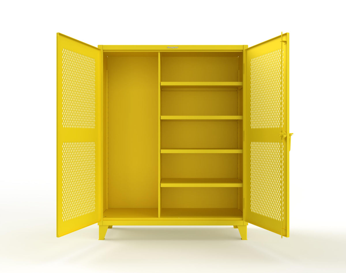 Extreme Duty 12 GA Janitorial Ventilated (Diamond) Cabinet with 4 Shelves - 60 In. W x 24 In. D x 78 In. H - 56-V-BC-244-1023
