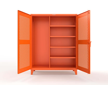 Extreme Duty 12 GA Janitorial Ventilated (Diamond) Cabinet with 4 Shelves - 60 In. W x 24 In. D x 78 In. H - 56-V-BC-244-2004