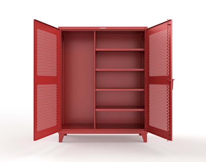 Extreme Duty 12 GA Janitorial Ventilated (Diamond) Cabinet with 4 Shelves - 60 In. W x 24 In. D x 78 In. H - 56-V-BC-244-3001