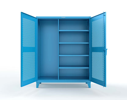 Extreme Duty 12 GA Janitorial Ventilated (Diamond) Cabinet with 4 Shelves - 60 In. W x 24 In. D x 78 In. H - 56-V-BC-244-5012