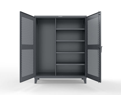 Extreme Duty 12 GA Janitorial Ventilated (Diamond) Cabinet with 4 Shelves - 60 In. W x 24 In. D x 78 In. H - 56-V-BC-244-7024
