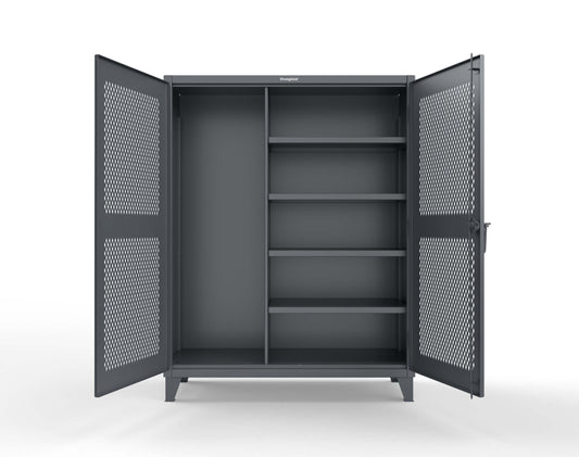 Extreme Duty 12 GA Janitorial Ventilated (Diamond) Cabinet with 4 Shelves - 60 In. W x 24 In. D x 78 In. H - 56-V-BC-244-7024