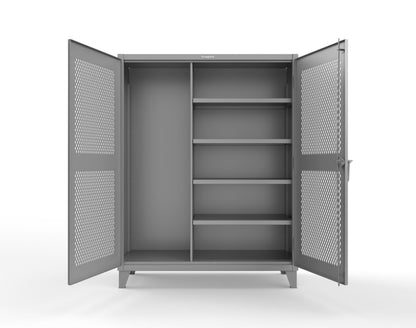 Extreme Duty 12 GA Janitorial Ventilated (Diamond) Cabinet with 4 Shelves - 60 In. W x 24 In. D x 78 In. H - 56-V-BC-244-7037