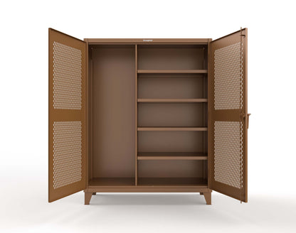 Extreme Duty 12 GA Janitorial Ventilated (Diamond) Cabinet with 4 Shelves - 60 In. W x 24 In. D x 78 In. H - 56-V-BC-244-8025