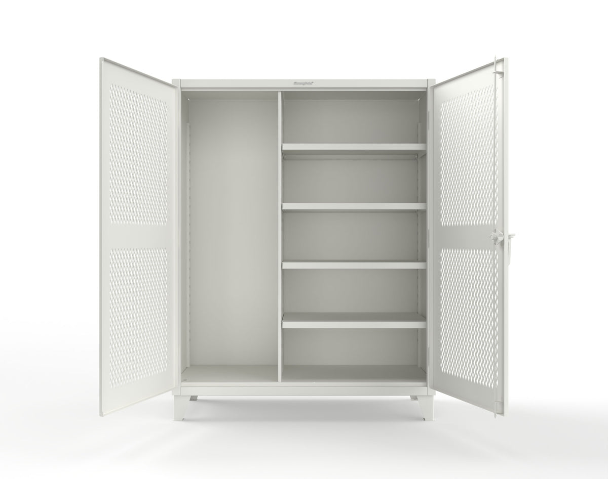Extreme Duty 12 GA Janitorial Ventilated (Diamond) Cabinet with 4 Shelves - 60 In. W x 24 In. D x 78 In. H - 56-V-BC-244-9003