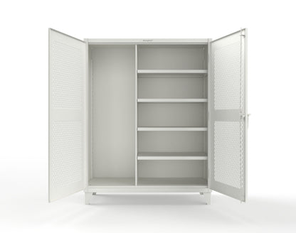 Extreme Duty 12 GA Janitorial Ventilated (Diamond) Cabinet with 4 Shelves - 60 In. W x 24 In. D x 78 In. H - 56-V-BC-244-9003
