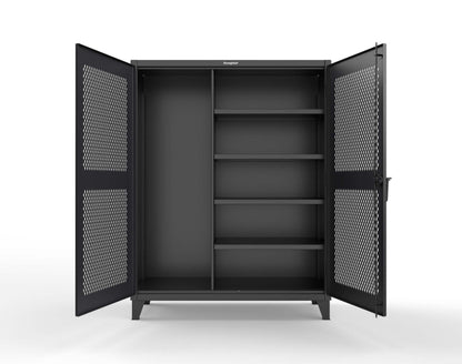Extreme Duty 12 GA Janitorial Ventilated (Diamond) Cabinet with 4 Shelves - 60 In. W x 24 In. D x 78 In. H - 56-V-BC-244-9005