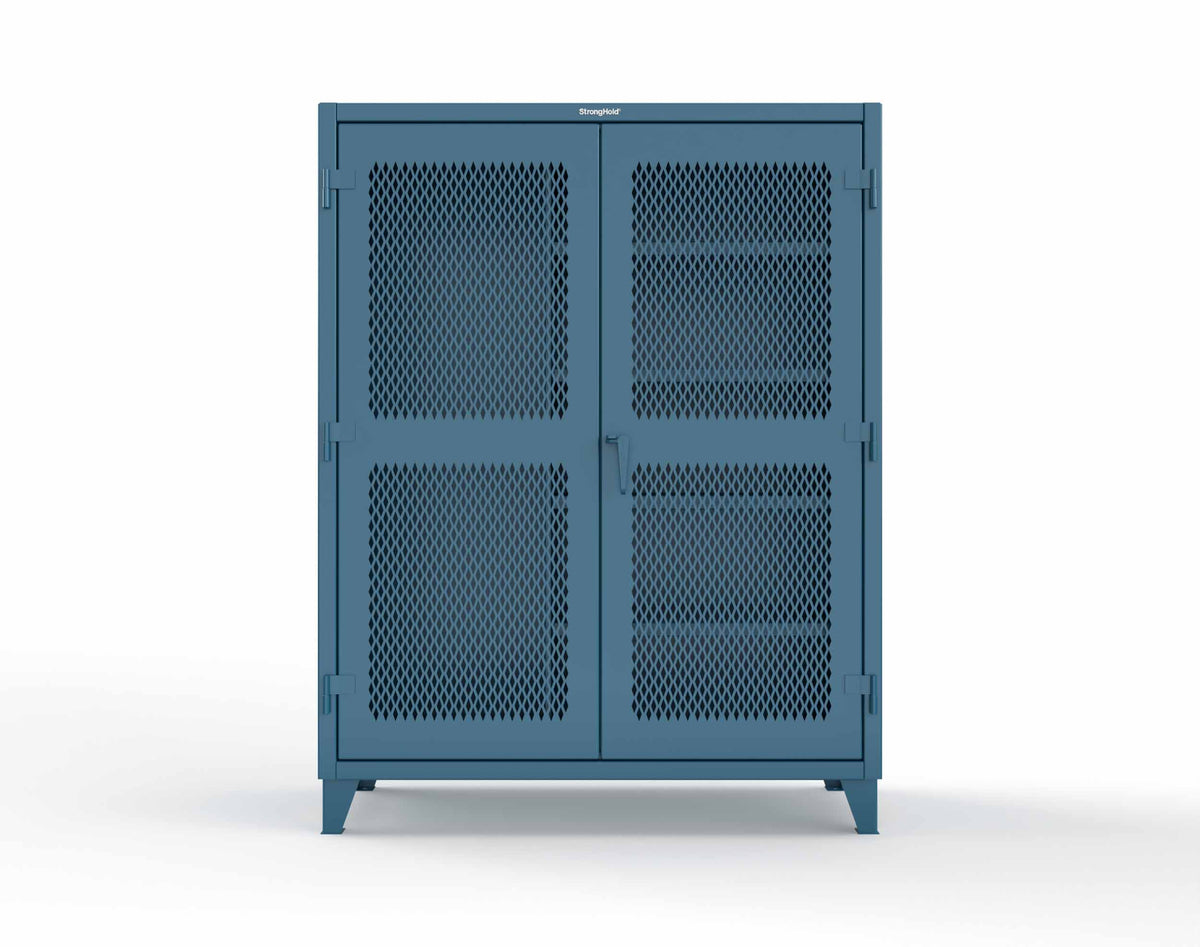 Extreme Duty 12 GA Janitorial Ventilated (Diamond) Cabinet with 4 Shelves - 60 In. W x 24 In. D x 78 In. H - 56-V-BC-244-5010