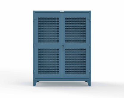 Extreme Duty 12 GA Janitorial Ventilated (Diamond) Cabinet with 4 Shelves - 60 In. W x 24 In. D x 78 In. H - 56-V-BC-244-5010