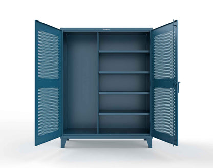 Extreme Duty 12 GA Janitorial Ventilated (Diamond) Cabinet with 4 Shelves - 60 In. W x 24 In. D x 78 In. H - 56-V-BC-244-5010