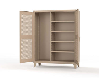 Extreme Duty 12 GA Janitorial Ventilated (Diamond) Cabinet with 4 Shelves - 60 In. W x 24 In. D x 78 In. H - 56-V-BC-244-1019