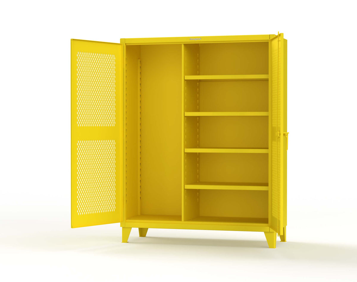 Extreme Duty 12 GA Janitorial Ventilated (Diamond) Cabinet with 4 Shelves - 60 In. W x 24 In. D x 78 In. H - 56-V-BC-244-1023