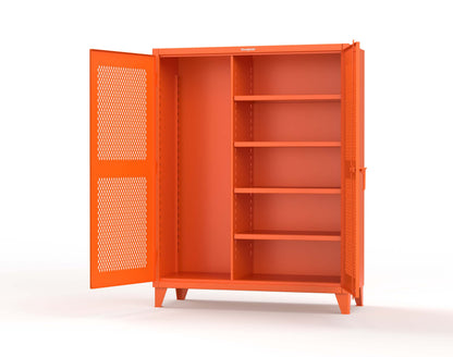 Extreme Duty 12 GA Janitorial Ventilated (Diamond) Cabinet with 4 Shelves - 60 In. W x 24 In. D x 78 In. H - 56-V-BC-244-2004