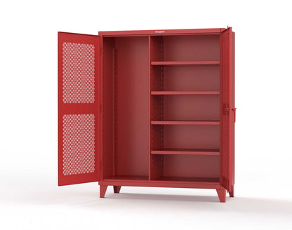 Extreme Duty 12 GA Janitorial Ventilated (Diamond) Cabinet with 4 Shelves - 60 In. W x 24 In. D x 78 In. H - 56-V-BC-244-3001