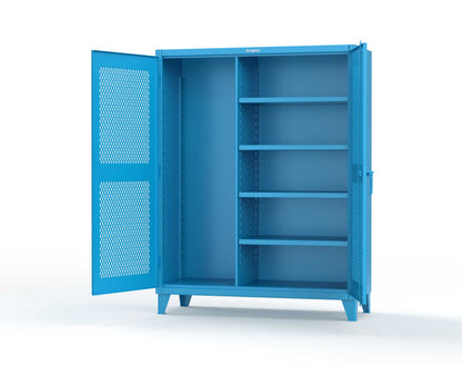 Extreme Duty 12 GA Janitorial Ventilated (Diamond) Cabinet with 4 Shelves - 60 In. W x 24 In. D x 78 In. H - 56-V-BC-244-5012
