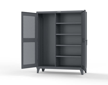 Extreme Duty 12 GA Janitorial Ventilated (Diamond) Cabinet with 4 Shelves - 60 In. W x 24 In. D x 78 In. H - 56-V-BC-244-7024