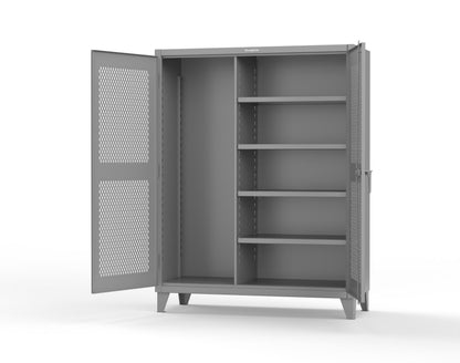 Extreme Duty 12 GA Janitorial Ventilated (Diamond) Cabinet with 4 Shelves - 60 In. W x 24 In. D x 78 In. H - 56-V-BC-244-7037