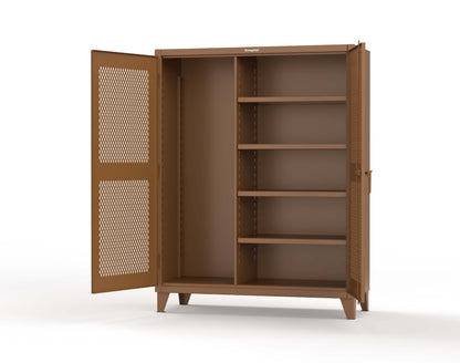 Extreme Duty 12 GA Janitorial Ventilated (Diamond) Cabinet with 4 Shelves - 60 In. W x 24 In. D x 78 In. H - 56-V-BC-244-8025