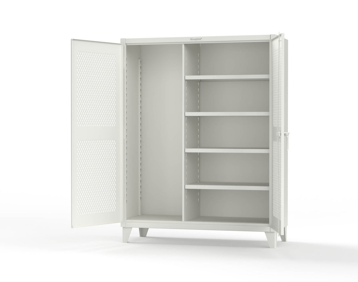 Extreme Duty 12 GA Janitorial Ventilated (Diamond) Cabinet with 4 Shelves - 60 In. W x 24 In. D x 78 In. H - 56-V-BC-244-9003