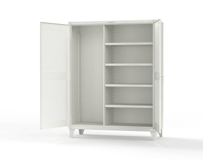 Extreme Duty 12 GA Janitorial Ventilated (Diamond) Cabinet with 4 Shelves - 60 In. W x 24 In. D x 78 In. H - 56-V-BC-244-9003