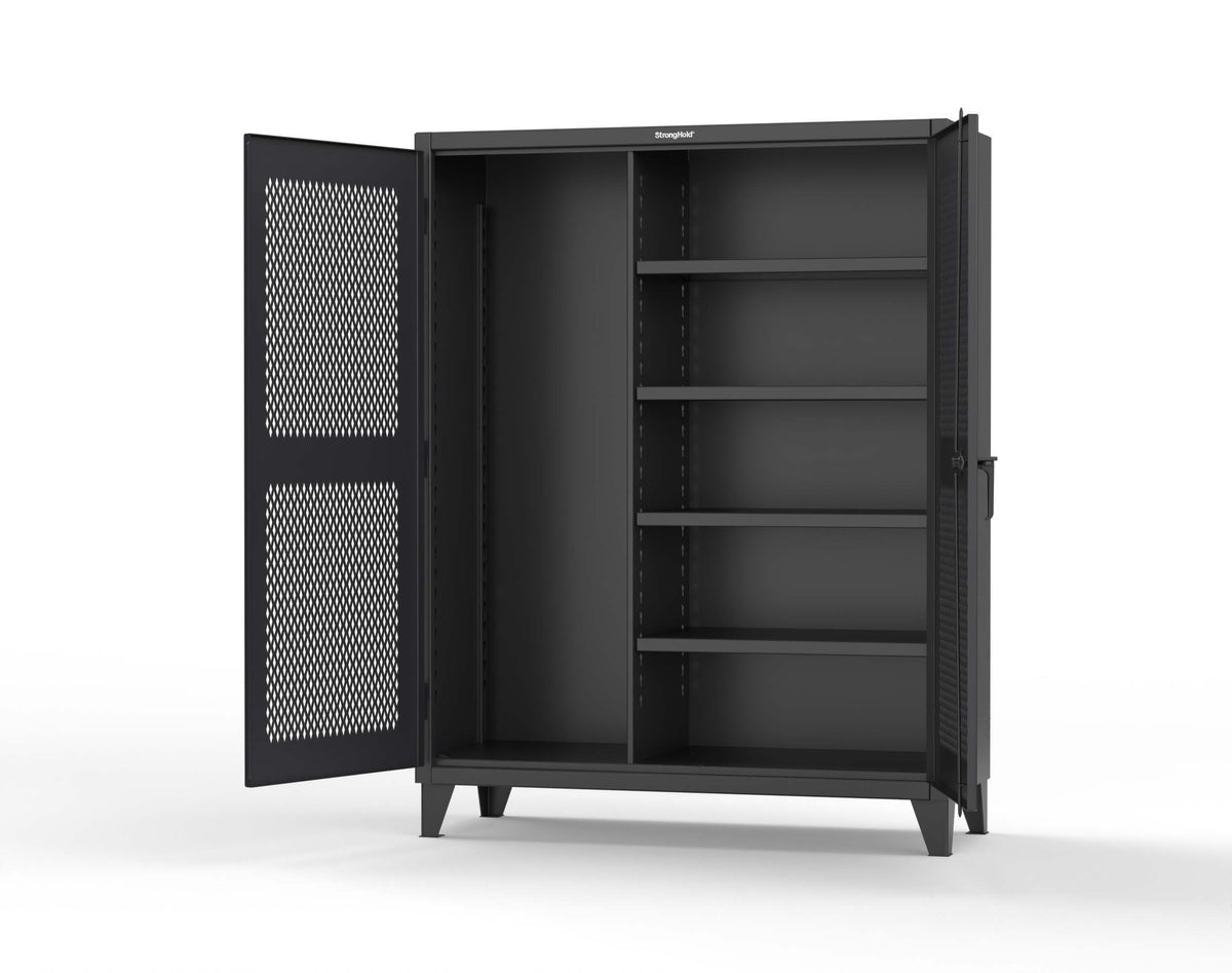 Extreme Duty 12 GA Janitorial Ventilated (Diamond) Cabinet with 4 Shelves - 60 In. W x 24 In. D x 78 In. H - 56-V-BC-244-9005
