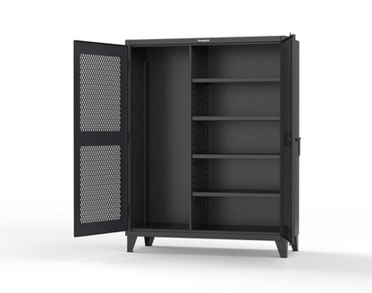 Extreme Duty 12 GA Janitorial Ventilated (Diamond) Cabinet with 4 Shelves - 60 In. W x 24 In. D x 78 In. H - 56-V-BC-244-9005