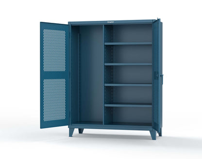 Extreme Duty 12 GA Janitorial Ventilated (Diamond) Cabinet with 4 Shelves - 60 In. W x 24 In. D x 78 In. H - 56-V-BC-244-5010