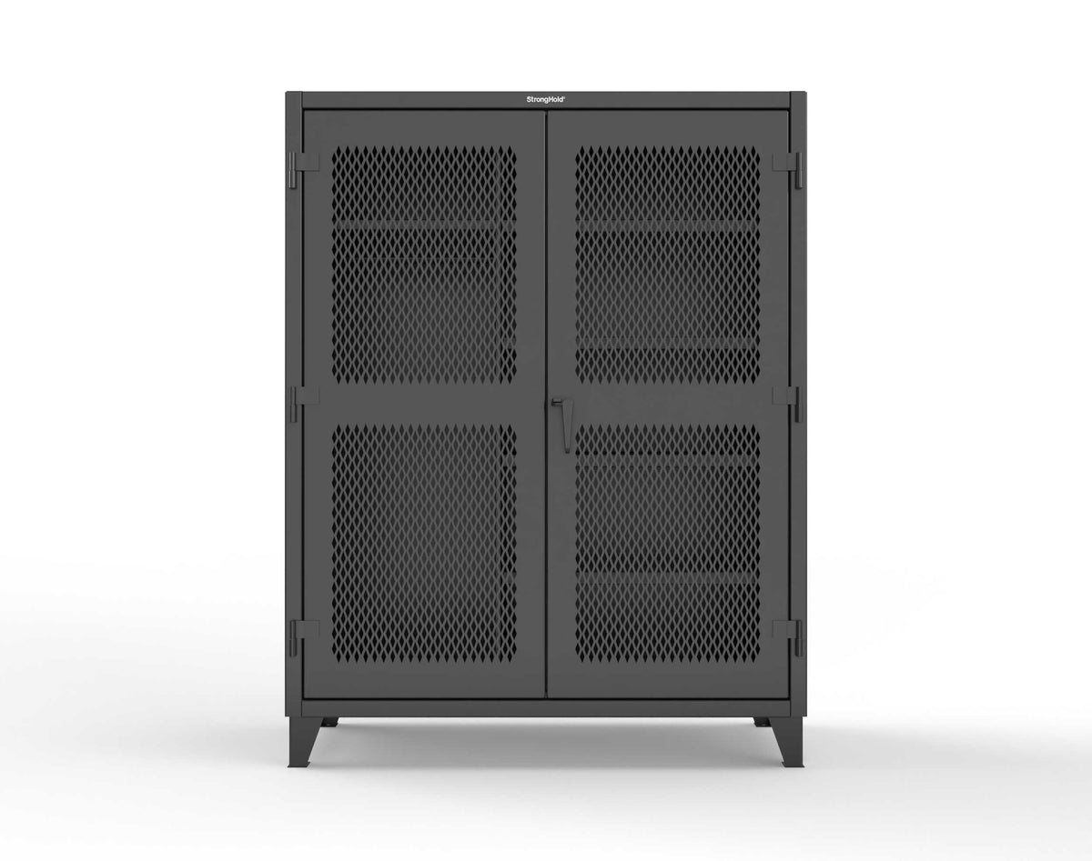 Extreme Duty 12 GA Uniform Ventilated (Diamond) Cabinet with 4 Shelves - 60 In. W x 24 In. D x 78 In. H - 56-V-W-245-9005