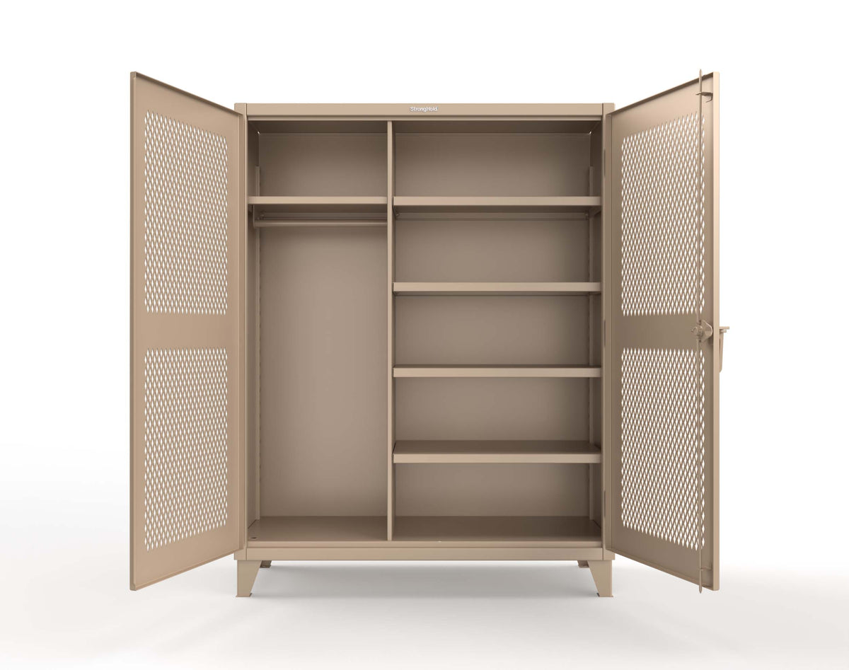 Extreme Duty 12 GA Uniform Ventilated (Diamond) Cabinet with 4 Shelves - 60 In. W x 24 In. D x 78 In. H - 56-V-W-245-1019
