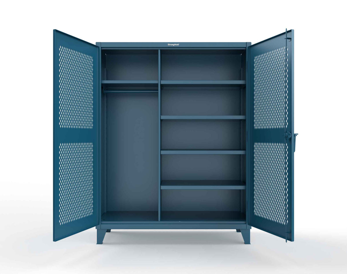 Extreme Duty 12 GA Uniform Ventilated (Diamond) Cabinet with 4 Shelves - 60 In. W x 24 In. D x 78 In. H - 56-V-W-245-5010