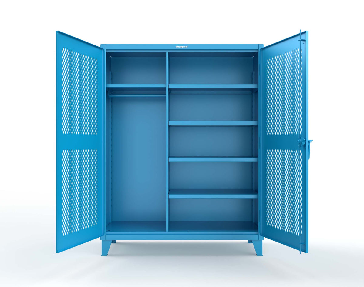 Extreme Duty 12 GA Uniform Ventilated (Diamond) Cabinet with 4 Shelves - 60 In. W x 24 In. D x 78 In. H - 56-V-W-245-5012