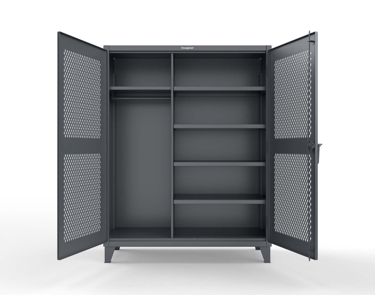 Extreme Duty 12 GA Uniform Ventilated (Diamond) Cabinet with 4 Shelves - 60 In. W x 24 In. D x 78 In. H - 56-V-W-245-7024