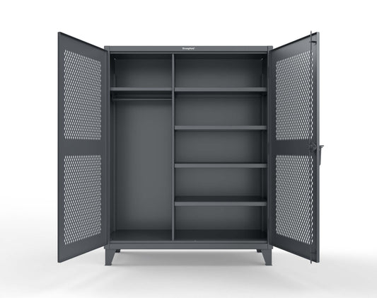 Extreme Duty 12 GA Uniform Ventilated (Diamond) Cabinet with 4 Shelves - 60 In. W x 24 In. D x 78 In. H - 56-V-W-245-7024