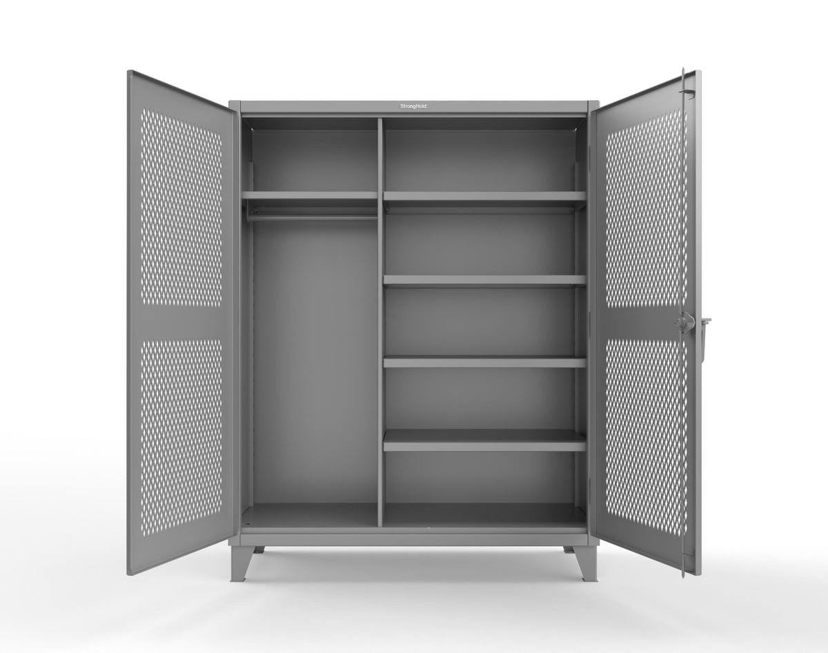 Extreme Duty 12 GA Uniform Ventilated (Diamond) Cabinet with 4 Shelves - 60 In. W x 24 In. D x 78 In. H - 56-V-W-245-7037
