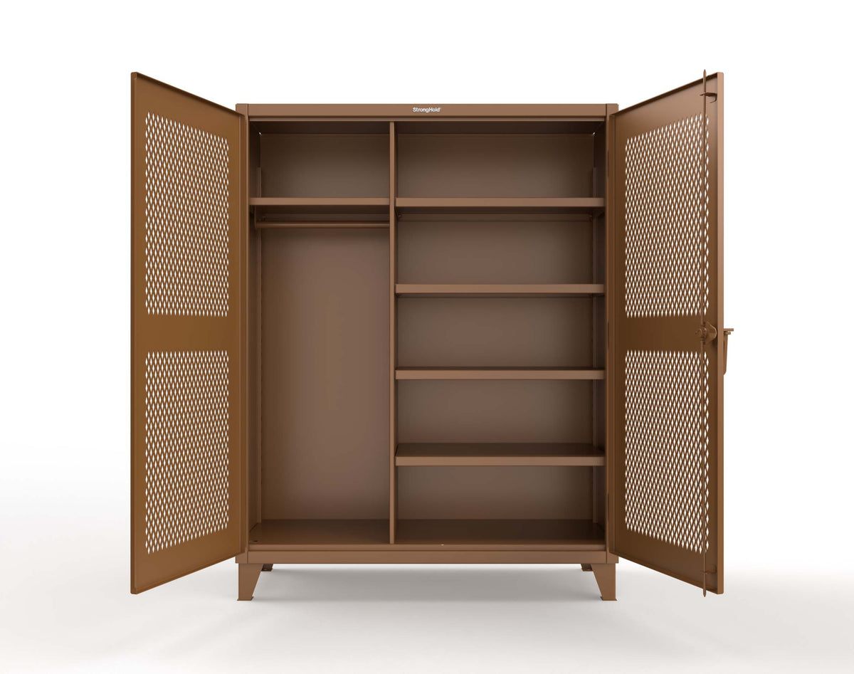 Extreme Duty 12 GA Uniform Ventilated (Diamond) Cabinet with 4 Shelves - 60 In. W x 24 In. D x 78 In. H - 56-V-W-245-8025