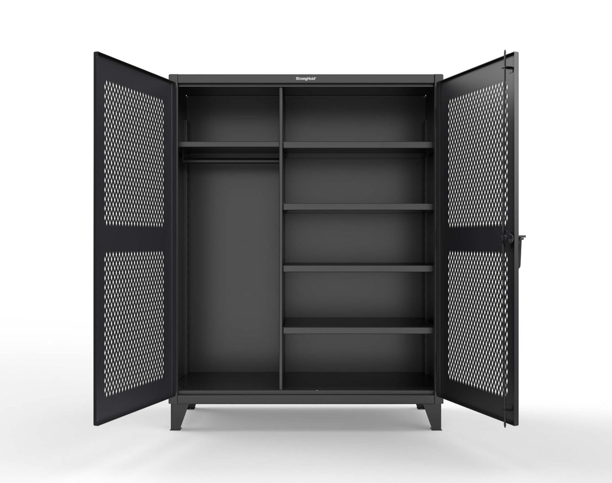 Extreme Duty 12 GA Uniform Ventilated (Diamond) Cabinet with 4 Shelves - 60 In. W x 24 In. D x 78 In. H - 56-V-W-245-9005
