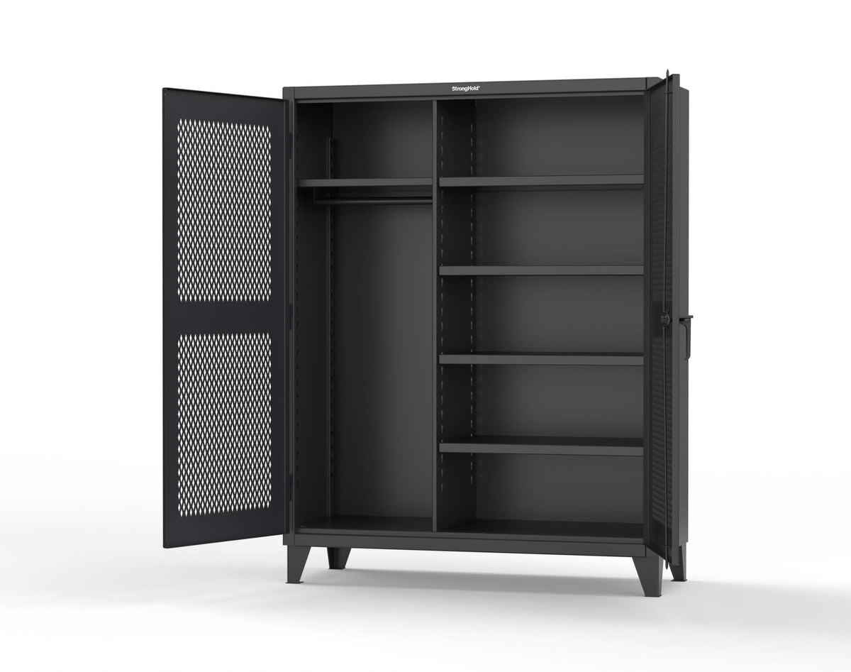 Extreme Duty 12 GA Uniform Ventilated (Diamond) Cabinet with 4 Shelves - 60 In. W x 24 In. D x 78 In. H - 56-V-W-245-9005