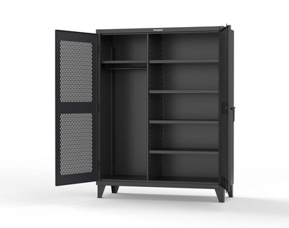 Extreme Duty 12 GA Uniform Ventilated (Diamond) Cabinet with 4 Shelves - 60 In. W x 24 In. D x 78 In. H - 56-V-W-245-9005