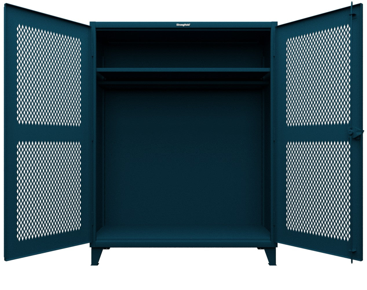 Extreme Duty 12 GA Ventilated (Diamond) Cabinet with 6 Half-Width Drawers, 4 Shelves - 60 In. W x 24 In. D x 78 In. H