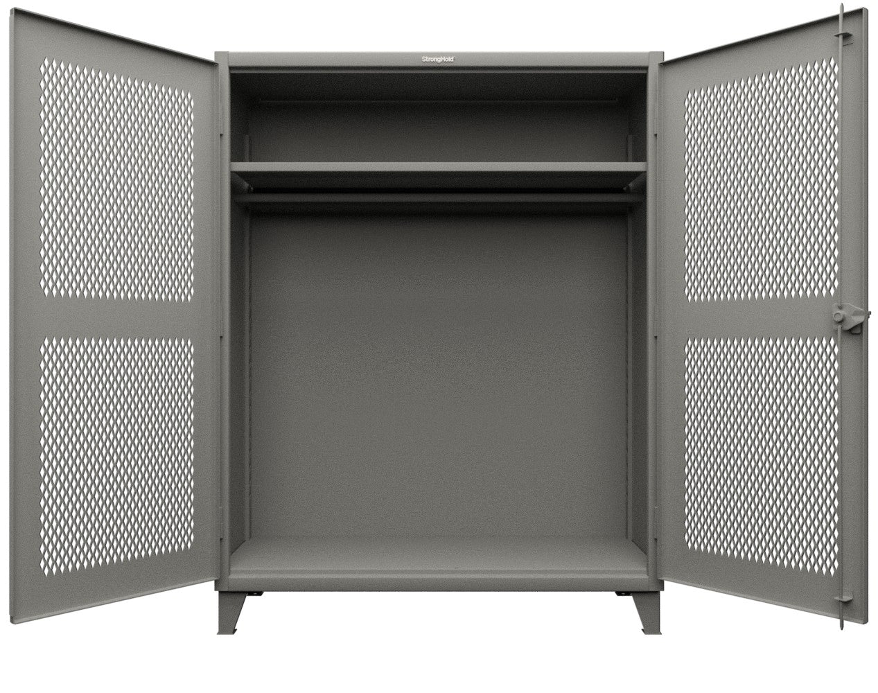 Extreme Duty 12 GA Ventilated (Diamond) Cabinet with 6 Half-Width Drawers, 4 Shelves - 60 In. W x 24 In. D x 78 In. H